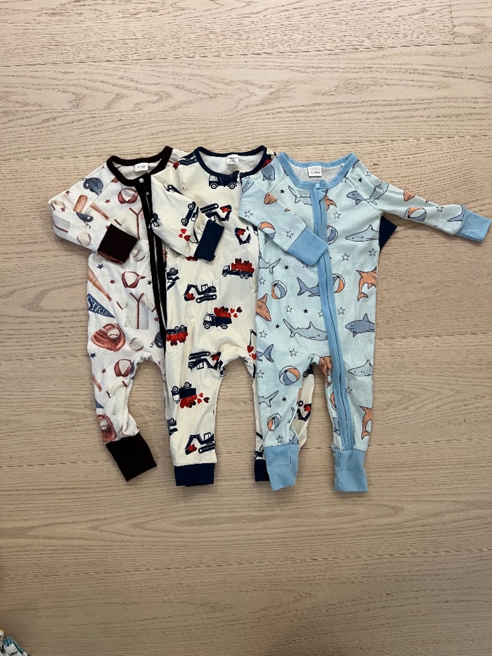 Baby Sleeper Bundle – 3 Zip Pajamas – Size 9-12 Months